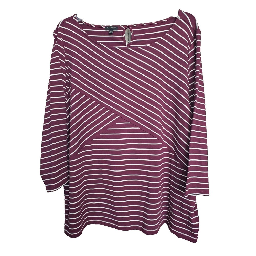 Talbots Woman Emerson Stripe Cross-Front 3/4 Sleeve Tunic Size 3X NWOT